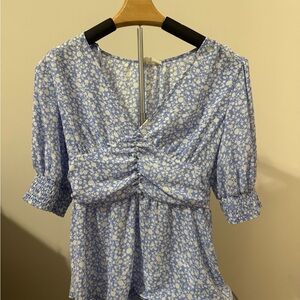 Sienna Sky Light Blue Floral Blouse